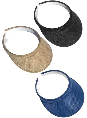 Image of 3 Pieces Clip On Visors Women Men Visor Sun Hats Hat Outdoor Sports Golf Beach Travel Tennis Cap