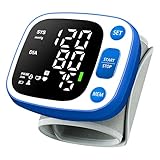 Oklar Blood Pressure Monitors for Home Use Rechargeable Wrist Digital BP Machine Cuff with LED Backlit Display, Voice Broadcast, 240 Memory Storage for 2 Users with Carrying Case, Blue