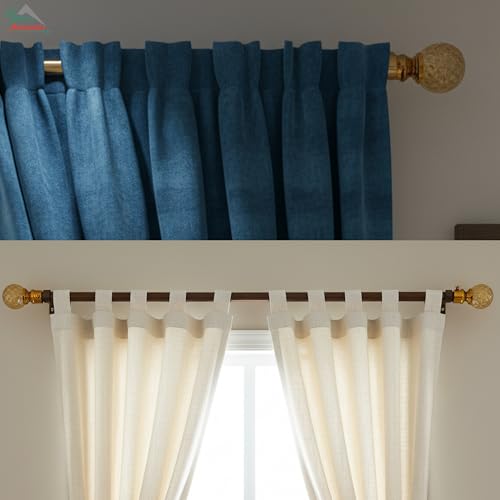 Image of Atlantic Curtain Rod Finials Set of 4, Decorative Textured Resin Globe Finials with Gold Finish for Standard Drapery Rods