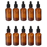 DIYEAH Botellas de Aceite Esenciales de Vidrio Marrón 20 Ml Gotero Hermético, Pack 10 Piezas (5 Mate Negro 5 Negro Brillo) para Líquidos, Aceites, Viajes y Cuidado Personal