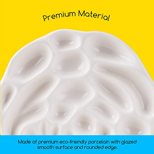 Meeden Porcelain Paint Palette, Mixing Art Ceramic Watercolor Paint Palette For Watercolor Gouache Acrylic Oil Painting, Rose Designed Tray 6 Inches In Diameter #TOP2