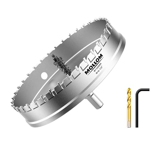 Mollom 6-1/2" (165mm) Heavy Duty Carbide Hole Saw with 2 Pilot Bits