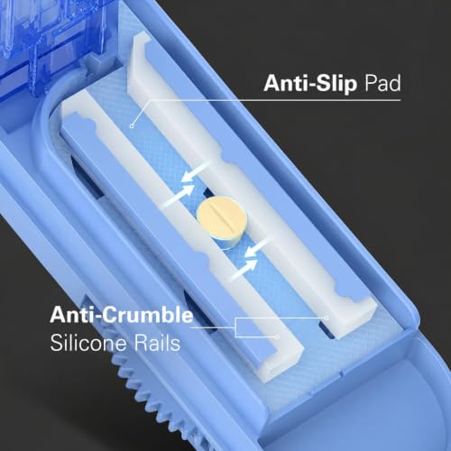 Image of ONE PIX Pill Cutter Splitter for Small and Tiny Pills, Multiple Pill Splitter with Centering Device & Hidden Blade, Adjustable Tablet Cutter for Large Pills, Seniors, Pets, Blue
