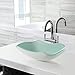 Miligore Modern Glass Vessel Sink - Above Counter Bathroom Vanity Basin Bowl - Scalloped Clear & White