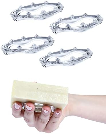 SoapStandle Bar Soap Grip No Goo or Mess Soap Holder for Bath and Showers 4 Pack, Clear