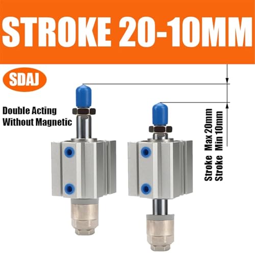 Cilindro neumático de aluminio SDAJ20 con pistón compacto regulable 3