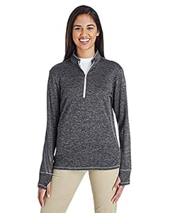 Image of adidas Golf Womens 3-Stripes Heather Quarter-Zip (A285) -Black Heat -S