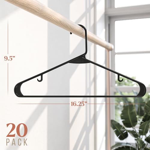 Plastic Hangers 20 Pack Black - Clothes Hangers - Makes The Perfect Coat Hanger and General Space Saving Hangers for Closet and New Apartment Essentials - Percheros Ganchos para Colgar Ropa Hangars by NEATERIZE - Image 2