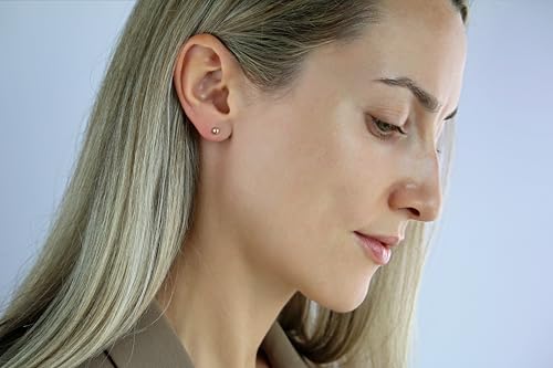14K Solid Gold Ball Stud Earrings by Tela Jewelry | 4mm | Hypoallergenic | Screw Back Earrings | Gold Earrings for Women Minimalist and Dainty2
