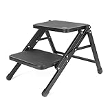Wiltec Camping Doppeltrittstufe bis 200 kg, 2 Stufen Tritt aus Stahl, Trittleiter für Camping, Outdoor und Haushalt
