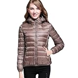 HAXNOHEY Plumífero Ligero Mujer Chaqueta Acolchada de Plumas con Capucha Plumiferos Cortos Mujer Chaqueta de Plumas Ultraligera y Plegable Ropa de Abrigo Impermeable Abrigada Invierno Senderismo