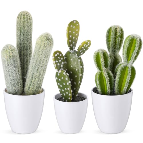 Rivvlive 3 Pcs Artificial Cactus Plants 11'' Fake Small Cactus