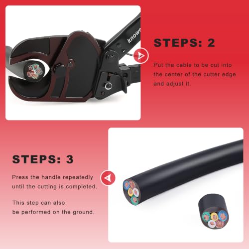 Image of Yangoutool Ratchet Cable Wire Cutter With Return Button - Heavy Duty Aluminum Copper Ratchet Cable Cutter - for Cutting Electrical Wire Up to 240mm Cutter Pliers