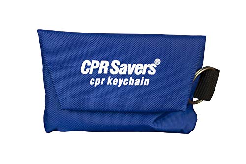 CPR Savers & First Aid Supply CPR Face Shield Mask Keychain Kit with Gloves for CPR Training and Rescue (1, Blue)