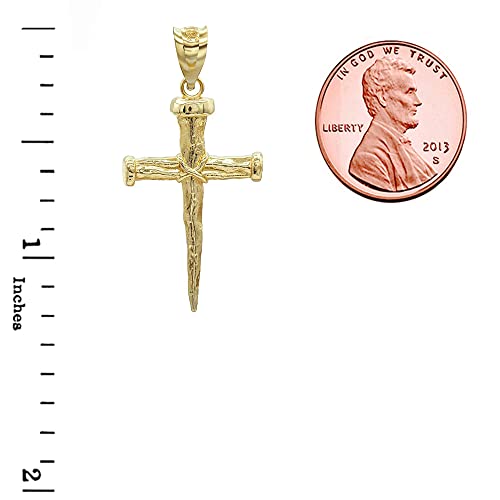 10K Yellow, White, or Rose Gold Nail Cross Christian Faith Pendant - Choice of Colors3