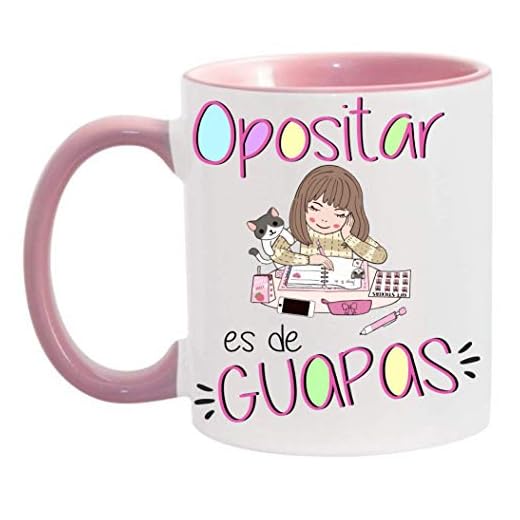 FUNNY CUP Taza Opositar es de Guapas. Taza para oposiciones de Chicas guapas. Regalo Divertido (Rosa)