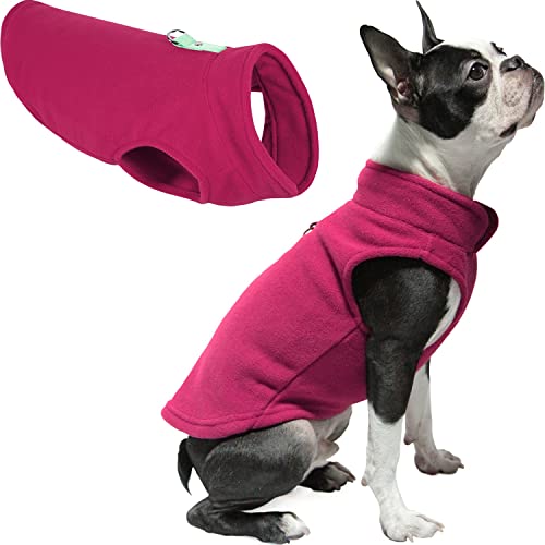 Gooby-Fleece-Vest-Dog-Sweater-Fuchsia-Small-Warm-Pullover-Fleece-Dog-Jacket-with-O-Ring-Leash-Winter-Small-Dog-Sweater-Coat-Cold-Weather-Dog-Clothes-for-Small-Dogs-Boy-or-Girl