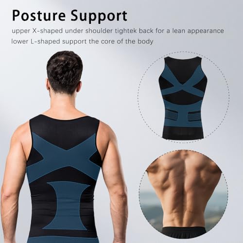 LARDROK Men Slimming Body Shaper Vest Gynecomastia Compression Shirts Tummy Control Shapewear Moobs Undershirt4