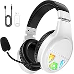 2.4GHz Wireless Gaming Headset for PC, PS5, PS4, Switch, USB Gaming Headphones with Noise Canceling Microphone, Bluetooth 5.4, RGB Lights, 60H Battery Headsets for Mac, Laptop, Mobile