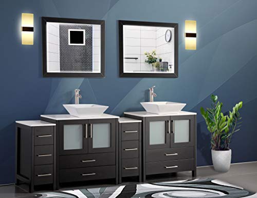 Vanity art 84 inch double sink bathroom vanity set 2 shelves 10 d…