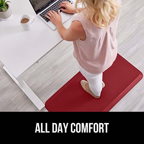 Gorilla Grip Anti Fatigue Cushioned Kitchen Floor Mats, Thick Ergonomic Standing Office Desk Mat, Waterproof Scratch Resistant Pebbled Topside, Supportive Comfort Padded Foam Rugs, 70X24, Red #TOP5