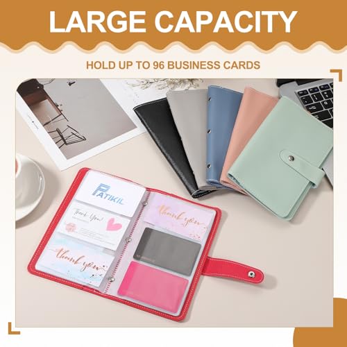 uxcell Leather Professional Credit Card Holder, 96 Slots Business Card Organizer for Men and Women, Multifunctional Credit Card Protective Case, Store Cards and Prevent Loss(Pink)4