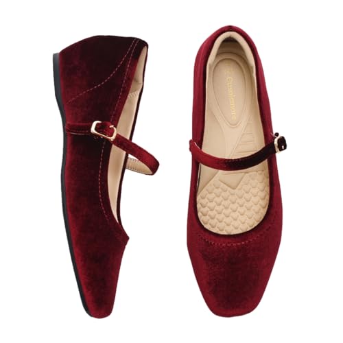 Image of Cusolemore Mary Jane Flat Shoes with Arch Support and Hidden Wedge Heel, Women Ballet Flats, Mary Jane Flats, Comfortable Dress Shoes