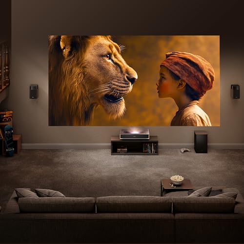 Image of Hisense PT1 Ultra Short Throw Triple Laser Projector, 4K UHD, Google TV, 80'' - 150'', 2500 Lumens, 3000:1 Contrast, IMAX Enhanced, Dolby Vision & Atmos, 3D, 240 High Refresh Rate