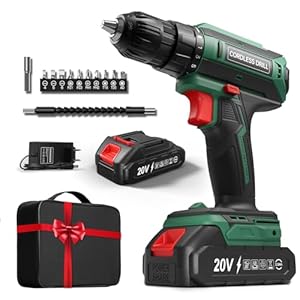 Boorschroevendraaier accu 20 V, accuschroevendraaier Max 42 Nm, 2 snelheden, accu-boormachine, led, compatibel met Makita-accu’s, 25 + 1 paar, 2000 mAh accu, boorhouder 10 mm, voor reparaties en