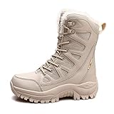 Fermeture: lacets Wygwlg Hiver hommes bottes militaires en cuir de haute qualité bottes de neige haut de gamme amoureux bottes du désert imperméables velours chaud grande taille chaussures en coton, Sand Color-44