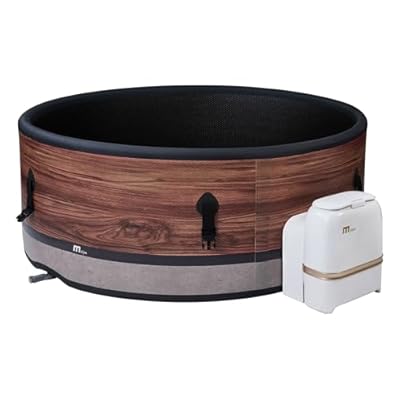 MSpa Duet 138 Jet Outdoor Patio Bubble Hot Tub Wi-Fi Enabled App Controlled 930 Liter Comfortable Spa for 6 People with Control Box, Woodgrain
