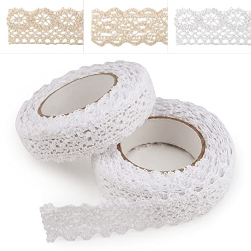 ASTARON Selbstklebende Spitze, Spitzenband im Vintage-Stil, Beige, selbstklebendes Zierband, Spitzenband, für Handwerk, Hochzeit, Dekoration, Scrapbooking, Geschenkbox (Stil B – Weiß)