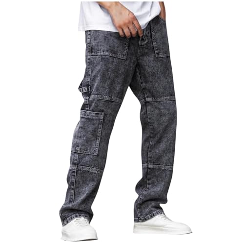 Man Denim Cargo Track Athletic Pants Jeans for Mens Western Straight Leg Basic Long Leg Fall Summer Pants 2025