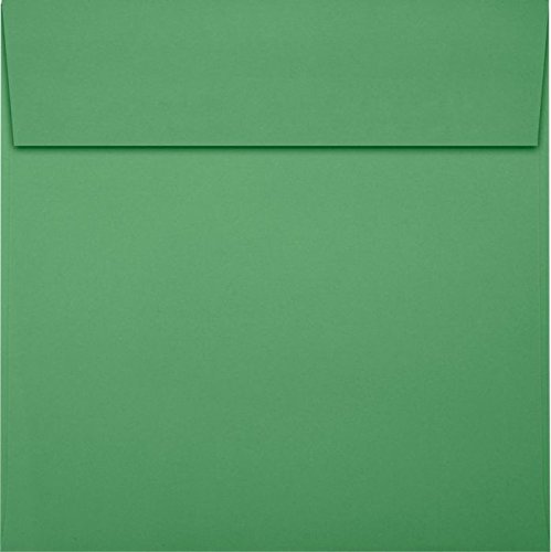 LUX Paper Square Invitation Envelopes for 6 1 4 x 6 1 4 Cards in 80 lb. Holiday Green, Printable Envelopes for Invitations, with Peel & Press Seal, 50 Pack, Envelope Size 6 1 2 x 6 1 2 (Green)