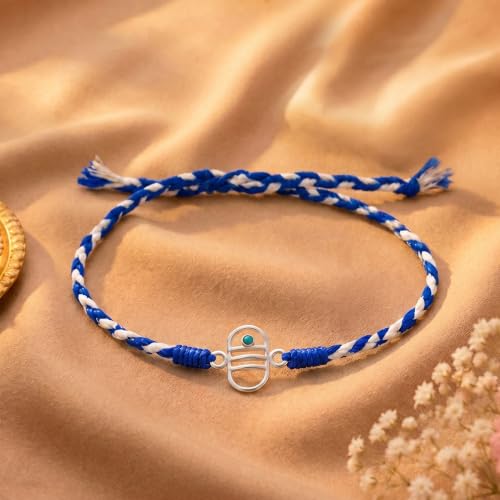 Image of Unniyarcha 925 Sterling Silver God Blessings Rakhi for Men | Certified Silver Raksha Bandhan Rakhi for Brother (Shivaling)