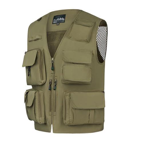 Image of AOTORR Mens Outdoor Work Safari Cargo Photo Travel Fishing Vests for Men with Multi-pockets