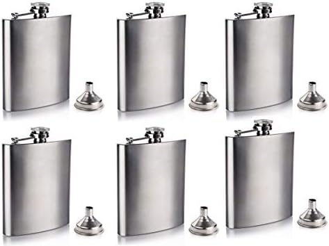 Gifts-Infinity 8 oz Hip Stainless Flask Set of 6 with Funnel