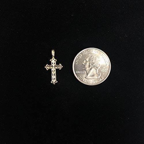 Ioka - 14K Yellow Gold Religious Cross Charm Tiny Pendant For Necklace or Chain4