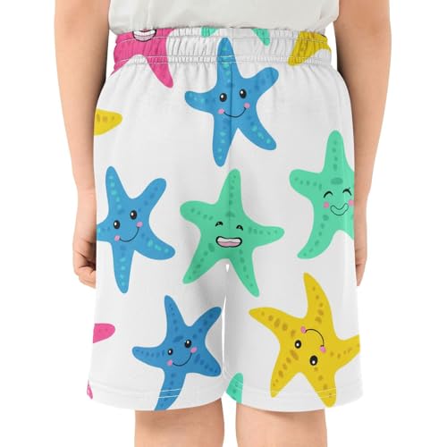 J JOYSAY Cartoon Starfish Happy Boys Athletic Shorts Kids Youth Casual Shotrs with Elastic Waistband Pockets3