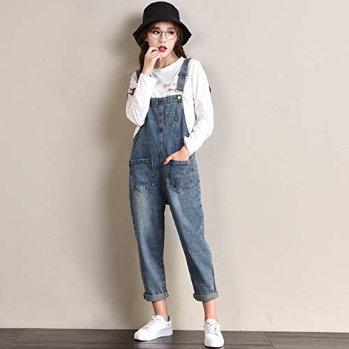 SOUGAO Macacão Jeans Feminino Calças de Suspensórios Jeans Soltos Tamanho Grande G