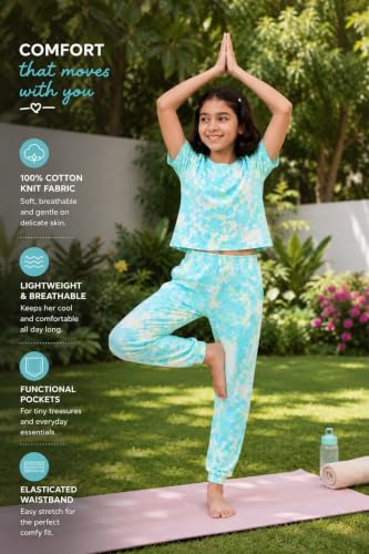 Image of Tweeny Mini Girls Kids Joggers | Tie Dye Joggers set | Track pant set | Pyajama with Crop top Combo Summer wear for Girls