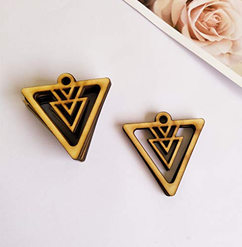 Diy Unfinished Laser Cut Natural Wood Earrings Blanks, 30Pcs Cascading Downward Triangle Shape Blanks Supplies Wood Jewelry Accessories (2'') #TOP4