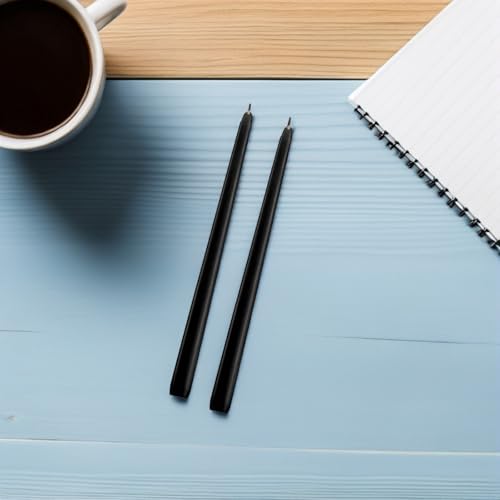 Beavorty 2個入り背の高いテーパーキャンドル 無香料 使用可能なパラフィン製 ブラックカラー パーティーやホリデーに最適な燃焼時間約8時間のディナーキャンドル [5]