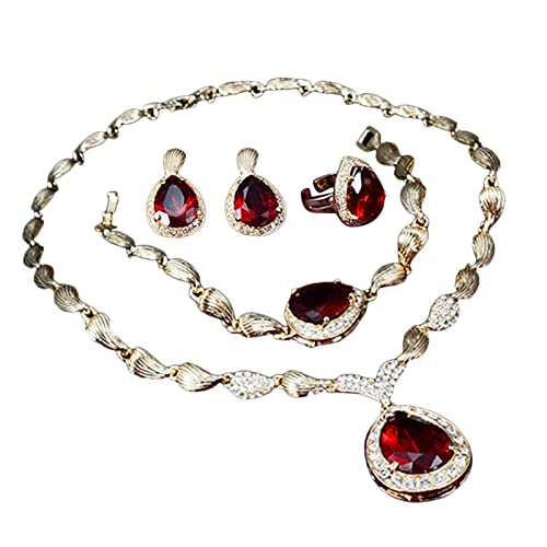 ZONEEAKO Conjunto De Joias Com Strass Para Mulheres: Colar, Brincos, Anel, Pulseira