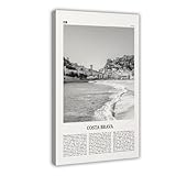 NEOHI Lienzo decorativo de Costa Brava con impresión en blanco y negro, paisaje de ciudad, decoración de pared, para el hogar, bar, restaurante, garaje, cafetería, logotipo, regalo, 30 x 45 cm