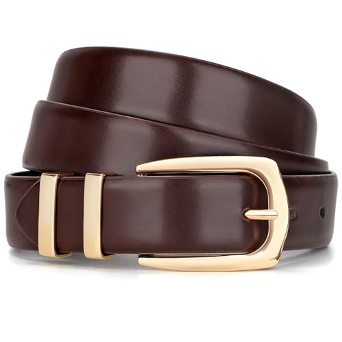WHIPPY Women's Leather Belts for Jeans Pants Fashion Ladies Belt Gold Buckle Belts for Women