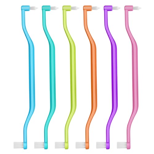 Gsbnjuy 6 Pcs Soft Interdental Brushes Small-Head Orthodontic Toothbrush Teeth Detail Cleaning Brush Toothbrush with Interdental and Teeth Brush Heads for Two in One Double Brace Single