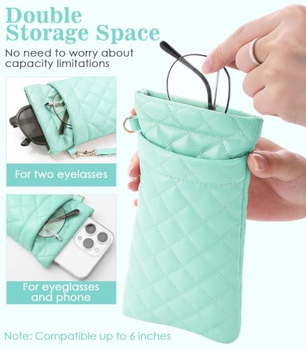 Image of MoKo Squeeze Top Glasses Pouch, Portable Leather Soft Sunglasses Case Anti-Scratch Eyeglasses Bag Goggles Sleeve