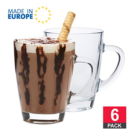 Clear Glass Coffee Mugs with Handles, Glass Mugs for Hot Beverages, Cold Drinks