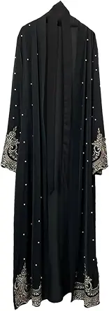 Pearl Lace Jellabiya Abaya Ramadan Muslim Dress Moroccan Kaftan Eid Outfit